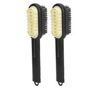 Qukaim Brosse à récurer double face pour chaussures en daim et bottes en caoutchouc, brosse à récurer double action, noir