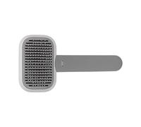 Qukaim Brosse de toilettage pour animaux de compagnie, brosse de massage douce pour chats et chiens, brosse de toilettage autonettoyante, outil de toilettage pour l'épilation flottante, gris et blanc