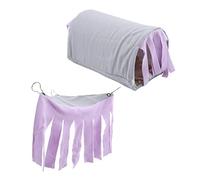 Qukaim Cabane tunnel pour animaux de compagnie, cachette amovible pour petits animaux avec hamac à pompons pour hamster et cochon d'Inde, violet, cage accory