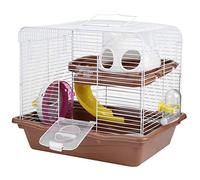 Qukaim Cage de luxe double couche pour hamster, 35 x 26,5 x 32 cm, design silencieux, roue silencieuse, fournitures pour hamster, fournitures pour animaux de compagnie