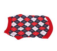 Qukaim Chemise d'été en coton pour animal de compagnie avec motif losange, rouge, taille M, chemise légère pour le printemps et l'été