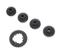 Qukaim Ensemble de pignons droits M1.5 en acier 35T avec pignons droits 19T, 20T, 21T, 22T pour véhicule télécommandé Traxxas 1/5 6S, 8S, noir, pièces télécommandées