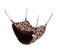 Qukaim Hamac de cage pour petit animal de compagnie, lit à suspendre en peluche douce et chaude double couche pour écureuils et hamsters, pois roses, hamac de cage pour animaux de compagnie, sac de