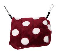 Qukaim Hamac d'hiver pour petit animal de compagnie, lit doux à suspendre avec crochet pour hamster et planeur à sucre, bordeaux et pois blancs, taille M, nid et lit pour petit animal de compagnie