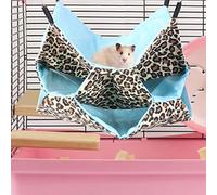 Qukaim Hamac en bois pour hamster, petit animal domestique, lit suspendu doux avec crochet, pois bleus et blancs, taille L, idéal pour hamsters et petits animaux de compagnie