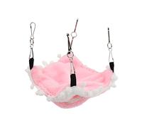 Qukaim Hamac pour petit animal de compagnie, lit double couche pour chinchilla, perroquet, cochon d'Inde, furet, écureuil, 20 x 20 cm, patchs roses, lit superposé en peluche chaude