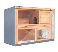 Qukaim Housse en tissu Oxford double couche anti-poussière pour cage à volaille, gris, imperméable, convient pour cage à lapin et clapier
