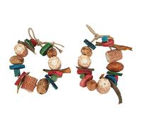 Qukaim Jouet à mâcher en bois pour perroquet avec crochet pour perruches et calopsittes, cage à suspendre pour oiseaux de petite et moyenne taille, type C