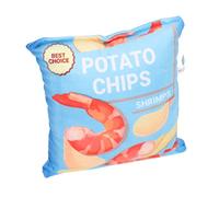 Qukaim Jouet couineur pour chien - Chips de pommes de terre en peluche - Sac à goûter avec papier hochet - Design résistant aux morsures pour chiots - Crevettes fraîches - Bleu