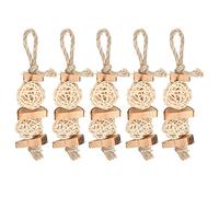Qukaim Jouet pour animal domestique - Corde à meuler - Boule en bois et rotin avec ficelle - Corde à mordre pour hamster - Fournitures pour petits animaux de compagnie - Idéal pour mordre molaire et