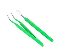 Qukaim Kit de retrait de tiques en acier inoxydable, pince à épiler anti-puces de chat et pince à poux de chien, vert, idéal pour les animaux de compagnie, facile à utiliser