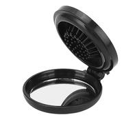 Qukaim Kit de soins de la barbe - Brosse à barbe pliable avec support et savon - Mini brosse à cheveux miroir pliable pour cheveux raides et bouclés - Brosse ronde portable - Kit de voyage
