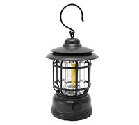 Qukaim Lanterne de tente étanche pour camping - IPX4 - Rechargeable par USB - Portable - Lampe de tente COB avec crochet - Lumière décorative rétro pour une utilisation en extérieur - Noir