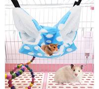 Qukaim Lit suspendu pour animal domestique en flanelle bleue Hamster Hamac Trois couches Lit suspendu chaud pour petits animaux de compagnie, Sugar Glider et Chinchilla, 30 x 30 cm