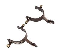 Qukaim Lot de 2 éperons Western Cowboy en bronze vintage en acier à faible teneur en carbone avec engrenage tournant, éperons occidentaux, 9,5 x 5,5 cm, idéal pour l'équitation et l'entraînement