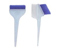 Qukaim Lot de 2 pinceaux applicateurs de teinture pour cheveux en nylon doux, pinceau double face avec manche pailleté, bleu, applicateur de teinture pour cheveux