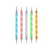 Qukaim Lot de 5 stylos à pointillage pour nail art, 2 voies, matériau acrylique, motif spirale, sensation agréable au toucher