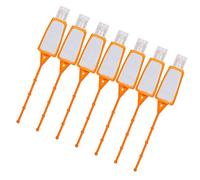 Qukaim Lot de 7 flacons de savon liquide portables rectangulaires avec étui en silicone, étui de voyage avec porte-clés, orange