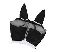 Qukaim Masque de visage de cheval amovible protection UV respirant polyester respirant avec crochet et boucle pour le visage et les oreilles, noir, taille S