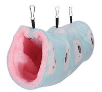 Qukaim Petite maison tunnel pour petit animal de compagnie, tunnel en peluche pour hamster, canal de suspension en coton pour hamsters, motif petit ours vert, L