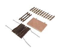 Qukaim Plateforme de jeu en bois pour hamster, rampe de grincement des dents, terrain de jeu pour hamster nain, ensemble d'activités avec balançoire et escalade, 30 x 15 x 10 cm