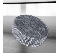 Qukaim Rouleau de ruban adhésif en maille à 8 rangées de strass argentés pour décoration de mariage et de fête, 4,6 m de long, facile à utiliser, matériau de bricolage polyvalent