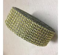 Qukaim Rouleau de ruban adhésif en maille à 8 rangées de strass dorés pour décoration de mariage et de fête à la maison, 5,1 cm x 3 m, maille décorative