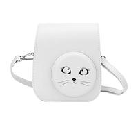 Qukaim Sac de rangement vintage en polyuréthane pour appareil photo Mini11, gris et blanc, motif chat à grands yeux, sac de rangement pour appareil photo, multicolore