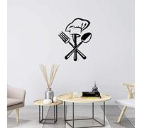 Qukaim Stickers muraux couverts couteau, fourchette, chapeau de chef autocollant mural pour cuisine restaurant décoration