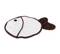 Qukaim Tapis à griffer en sisal pour chat en forme de poisson avec herbe à chat, coussin interactif à griffes, 50 x 30 cm, blanc