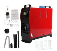 QUKFGCLGM Chauffage à air Diesel 12 V/24 V, Chauffage de stationnement intégré Portable 8 KW, Tout-en-Un avec écran LCD et télécommande pour Voiture, Camion, Bateau, remorque, Rouge