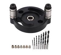 QUKFGCLGM Kit de localisateur de poinçon Central pour Le Travail du Bois, Guide Auto-adaptatif, Douilles de perçage, 8 Tailles, kit pour perçage de Panneaux en Alliage d'aluminium (Noir)