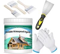 QUKLOGEN 1Kg 35.3Fl.oz Scellant Invisible Imperméable,Mperméable de Colle Liquide Transparente avec Brosse Mastic Couteau Gants de Travail