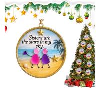 Qukoielly Décoration de Sapin de Noël, Décorations De Noël en Verre De Mer Amitié, Pendents Acryliques 2D pour Décoration Saisonnière Familiale Fête d'hiver Intérieur Extérieur Salon
