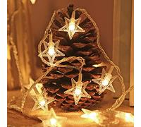 Qukoielly Guirlande Lumineuse Étoiles avec Prise,20 LED Lumières Extérieures en Étoiles | Éclairage Imperméable de 3 M pour Décoration Intérieur Extérieur Arbre de Fêtes Mur Salon Patio Tente Plafond