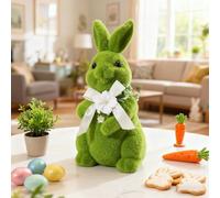 Qukoielly Lapin en Flocké - Figurine Avec Un Flockage D'Apparence Naturelle Et Réaliste - Lapin De Pâques Flocké | Pour , Famille Et Amis, Décoration De Pâques Pour Étagère, Cabinet, Entrée Et