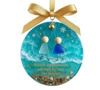 Qukoielly Ornements De Noël D'Amitié - Pendentif en Acrylique 2D pour Sapin De Noël,Pendentif Signe D'Amitié - pour Femmes, Hiver, Maison, Collègue, Vacances, Sac, Rétroviseur De Voiture,