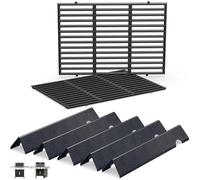 QuliMetal Barres Flavorizer et grilles pour Weber GS4 Genesis II série 300 II E/S-310 II E/S-315 II E/S-335 II SE-335, pièces en Acier émaillé Porcelaine pour Weber 66795 66095