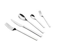 QULINART 30 couverts en acier inoxydable 18/10 - 6 couteaux, 6 fourchettes, 6 cuillères, 6 cuillères à café, 6 fourchettes à dessert - Passe au lave-vaisselle - Coffret cadeau pour la maison - argent