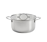 QULINART+ Casserole triple fond en acier inox antiadhésif antirayures, avec poignées inox ultra légère, couvercle en verre - tous feux dont induction - Passe au lave-vaiselle - Argenté, Ø 28 cm