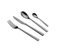 QULINART Lot de 24 couverts en inox 18/10 brillant : 6 couteaux, 6 fourchettes, 6 cuillères, 6 cuillères à café - Coffret cadeau pour la maison, la cuisine, idéal cadeau de mariage - mirroir noir
