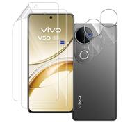 QULLOO 2+2 Pièces Protection D'écran pour VIVO V50 / Vivo V50e 5G, TPU Hydrogel Film Protection Écran avec Protecteur de Caméra Verre Trempé, HD Anti-Rayures, Facile à Installer