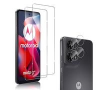 QULLOO 2+2 pièces Verre Trempé Compatible avec Motorola MOTO G24 / G04 / G04S / E14 + Caméra Arrière Protecteur, 9H Dureté HD [Anti-Rayures,sans Bulles] Film Protection en écran pour Motorola G24