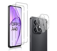 QULLOO 2+2 pièces Verre Trempé Compatible avec OPPO A40 4G / A40M & Caméra Arrière Protecteur, 9H Dureté HD [Anti-Rayures,sans Bulles] Film Protection en écran pour OPPO A40 4G