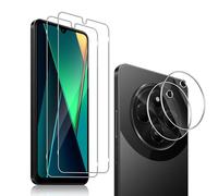 QULLOO 2+2 pièces Verre Trempé Compatible avec Xiaomi Poco C75 / Redmi 14C 4G/ Redmi A4 5G & Caméra Arrière Protecteur, 9H Dureté HD Anti-Rayures, sans Bulles Film Protection en écran pour Redmi 14 C