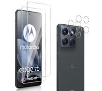 QULLOO 2+2 pièces Verre Trempé pour Motorola Edge 70 avec Protecteur d'Objectif de Caméra, 9H Dureté Vitre Protection écran, HD Anti-Rayures Film, Sans Bulles