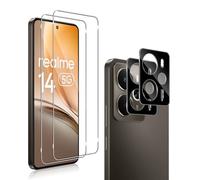 QULLOO 2+2 pièces Verre Trempé pour Realme 14 5G / Realme 14T avec Protecteur d'Objectif de Caméra, 9H Dureté Vitre Protection écran, HD Anti-Rayures Film, Sans Bulles
