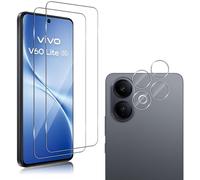 QULLOO 2+2 pièces Verre Trempé pour Vivo V60 Lite 5G avec Protecteur d'Objectif de Caméra, 9H Dureté Vitre Protection écran, HD Anti-Rayures Film, Sans Bulles