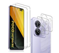 QULLOO 2+2 pièces Verre Trempé pour Xiaomi Poco M7 Pro avec Protecteur d'Objectif de Caméra, 9H Dureté Vitre Protection écran, HD Anti-Rayures Film, Sans Bulles