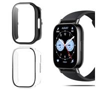 QULLOO 2 Pièces Coque pour Xiaomi Redmi Watch 5 Lite Protection Écran, Dur PC Matériel étui de Protection Complète Case de Verre Trempé pour Redmi Watch 5 Lite, Noir + Transparent
